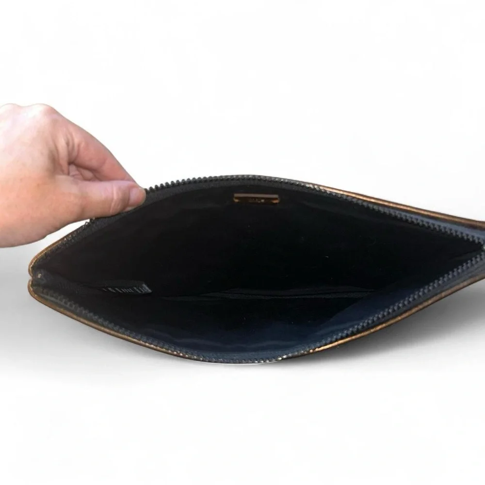 MAJE metallic large copper leather clutch / pouch